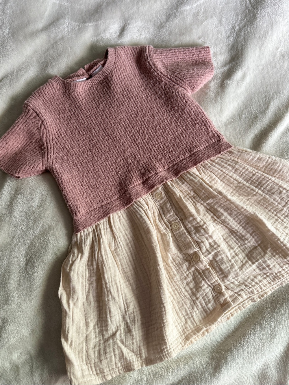 Zara size 2-3 years toddler girl sweater dress with knit top and cotton skirt